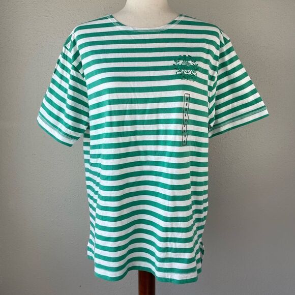 NWT Jennifer Moore Green and White T-Shirt Size M - Picture 1 of 6